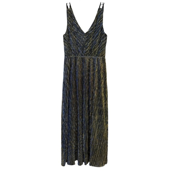 Sam Edelman Metallic Pleated Holiday Dress | Size 4 - Picture 3 of 5